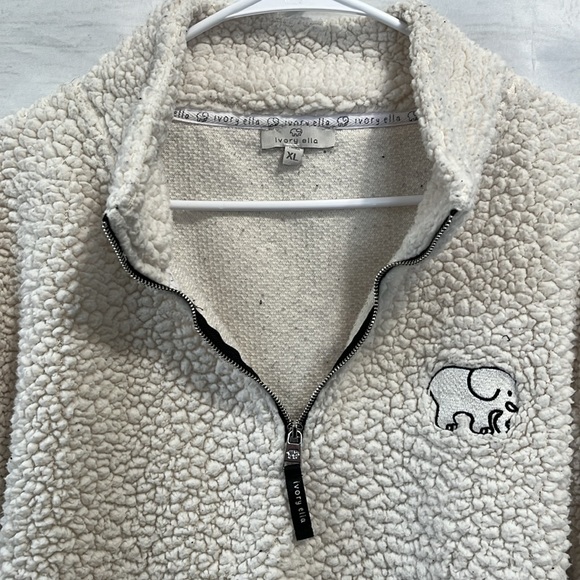 Ivory Ella Cloud Sherpa Zip Off-white Pullover Jacket Size XL - Picture 7 of 15